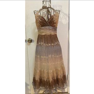 BCBGMaxAzaria Halter Sparkling Flowy Dress